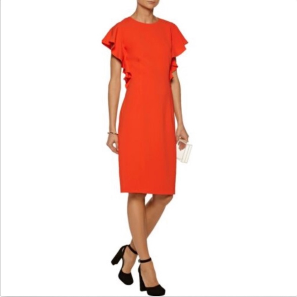 Sachin & Babi Noir Orange Sabina Ruffled Dress 0